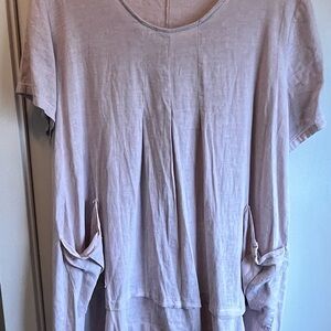 Linen Women’s Lightweight Scoop Neck Tunic Top in Dusty Rose
